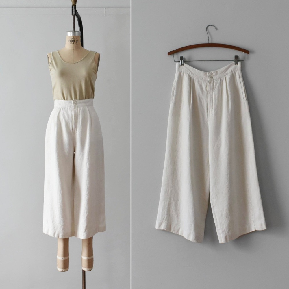 Vintage cropped linen pants - Picture 2 of 5